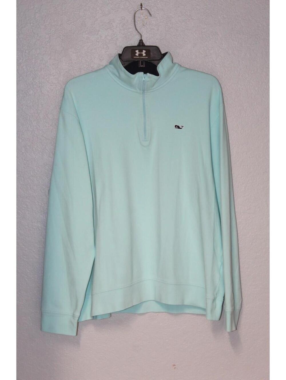 Vineyard Vines Saltwater Men's LARGE 1/4 Zip Seafoam Green Sweater 1K0308